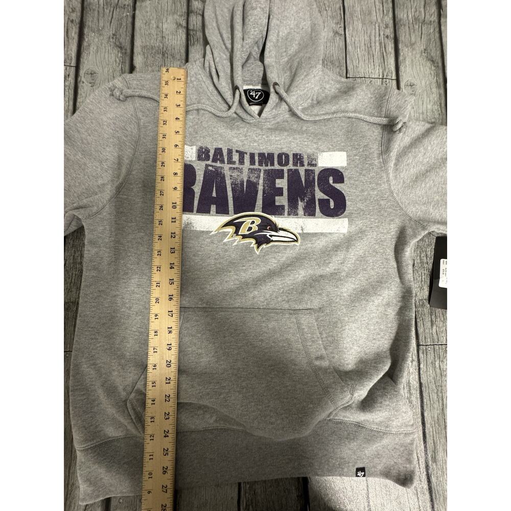 NWT Men’s ‘47 Brand Baltimore Ravens Hoodie Large Grey L Sweatshirt - Picture 7 of 9